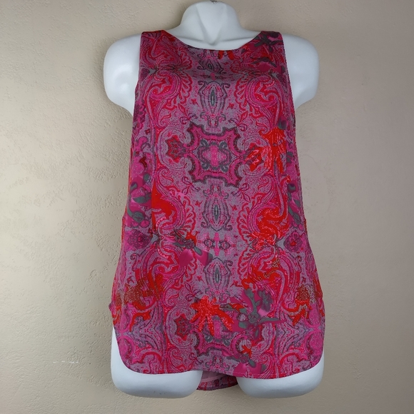 CAbi #127 Jubilee Pink Paisley Tank Top Zipper Lined Size small‎ - Picture 1 of 12